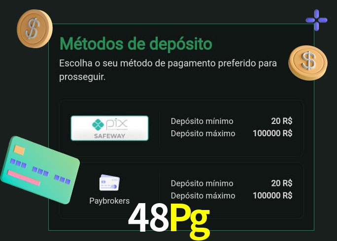 O cassino 48Pg oferece uma grande variedade de métodos de pagamento